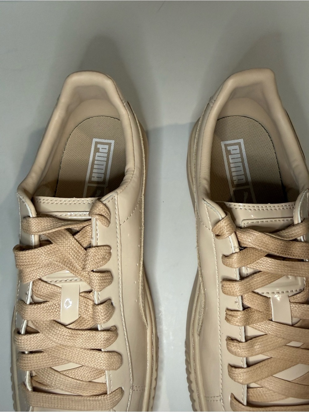 Puma Basket Platform Patent Frappe Nude Patent Sneakers Women’s Size 7 - Picture 6 of 14